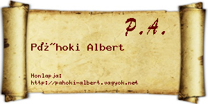 Páhoki Albert névjegykártya