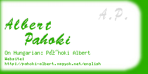 albert pahoki business card